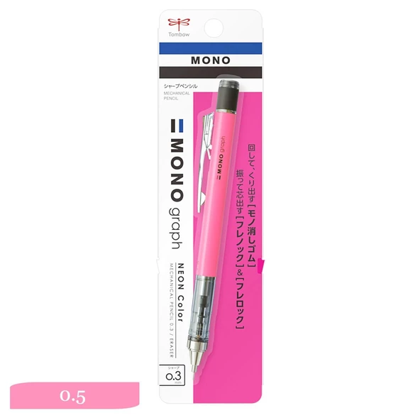 Tombow Mono Graph Mekanik Versatil Uçlu Kalem 0.5 Neon  Pembe(DPA-134F)