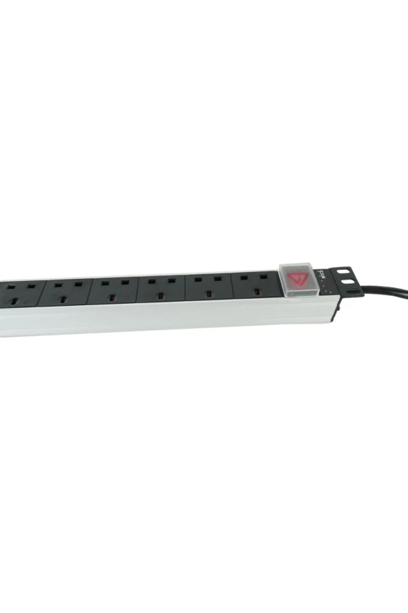 1U 19" 7 Soket UK Tipi Aleminyum On-Off Anahtarlı PDU 1,5mt - 3