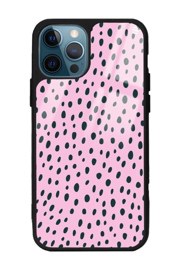 iPhone 15 Pro Max Pembe Benek Tasarımlı Glossy Telefon Kılıfı