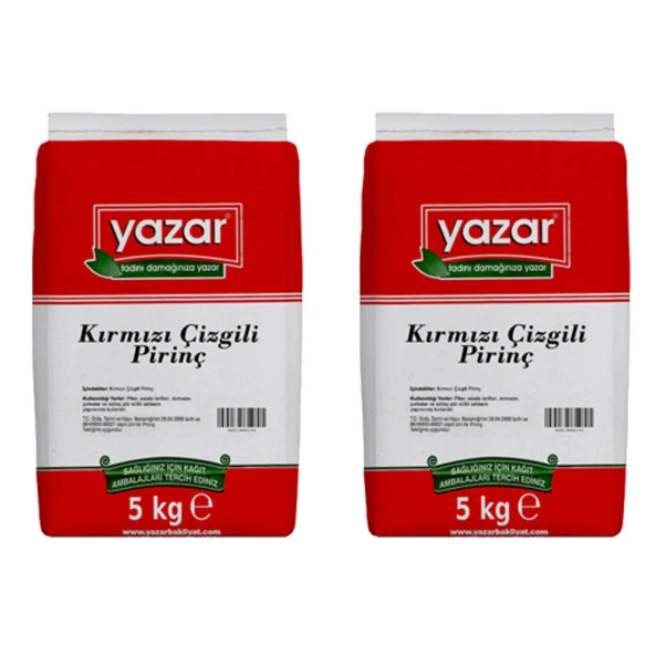 Yazar Kırmızı Çizgili Yerli Pirinç (Ata Tohumu)  5 Kg x 2 Paket - 2