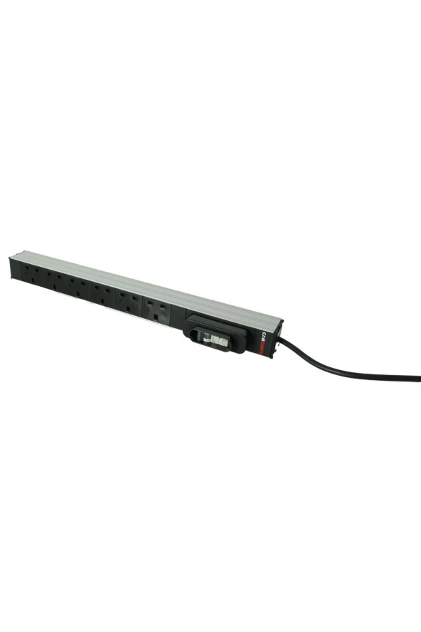 19” 1U Rack Montajlı 6 Yollu UK Soket 1,5Mt 3x1,5 mm² Kablolu UK Fiş Güç Dağıtım Birimi (PDU)