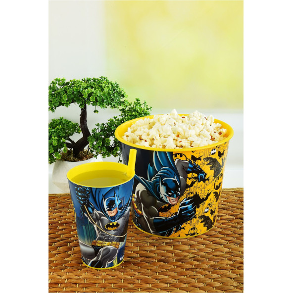 Batman Mısır & Popcorn Kutusu+Pipetli Bardak 400 ml.