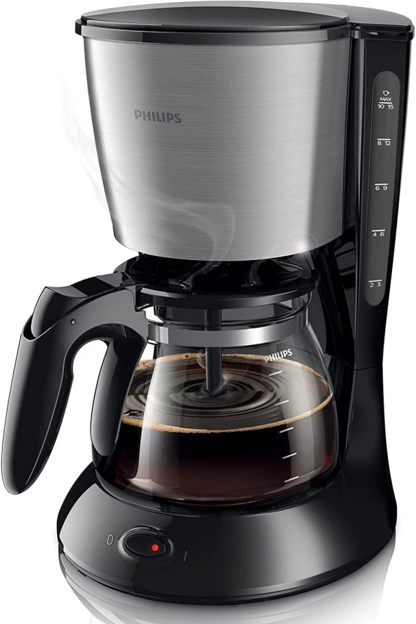 Philips 1200ml 1000 W, Paslanmaz Çelik Filtre Kahve Makinesi, Siyah