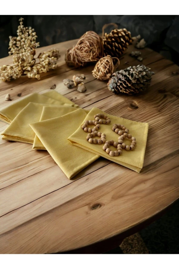 Sarı Premium 6lı (TOKA HEDİYELİ) Peçete Takımı 40x40 - 5