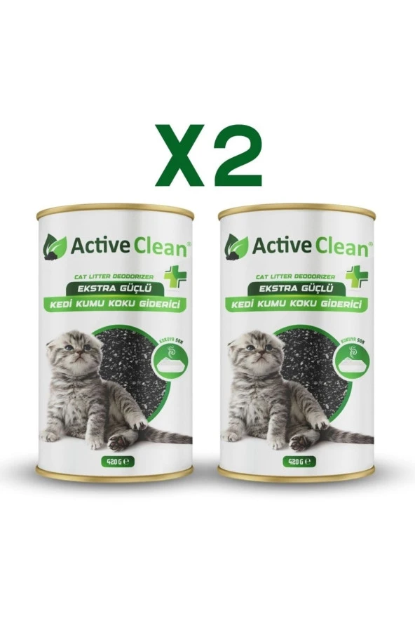 Active Clean Plus Kedi Kumu Koku Giderici 420g 2li Set