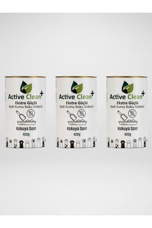 Active Clean Plus Kedi Kumu Koku Giderici 420g 3'lü Set