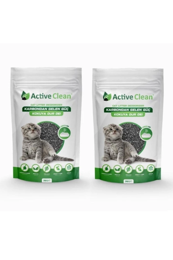 Active Clean Kedi Kumu Koku Giderici 240 Gram 2'li Set