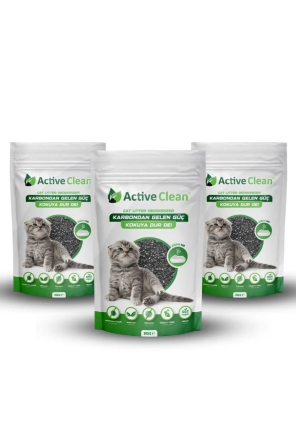 Active Clean Kedi Kumu Koku Giderici 240g 3'lü Set