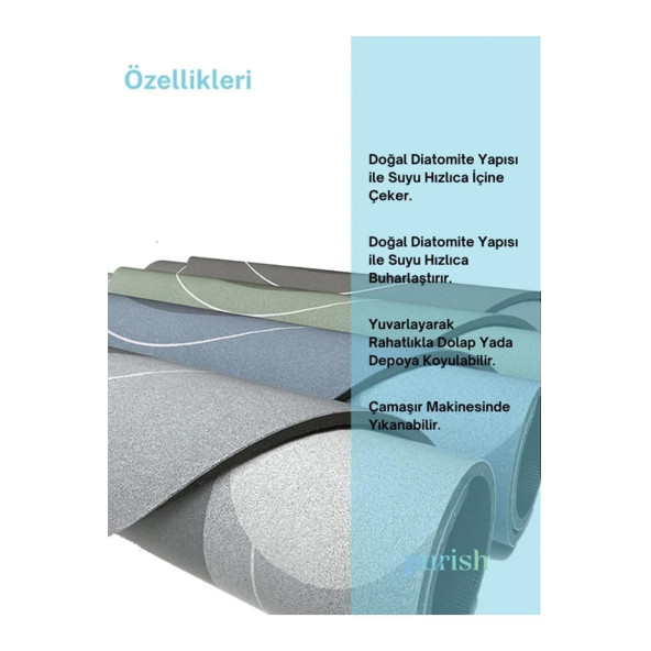 Sihirli Su Emici Banyo Paspası Kaymaz Tabanlı Abdest Paspası  (ByTUGCE) - 5