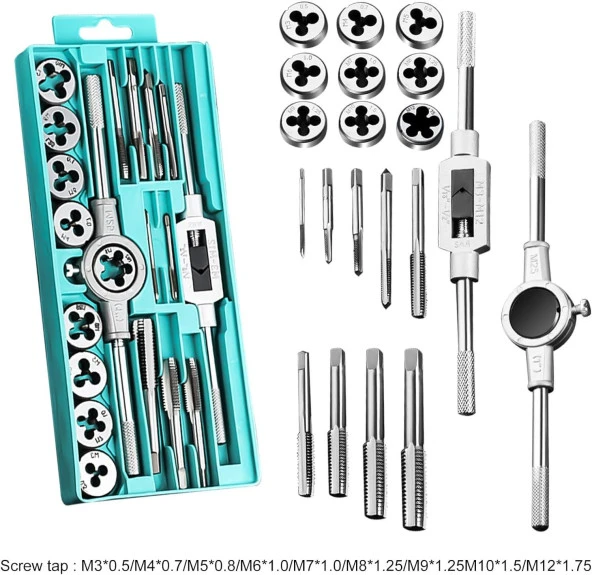 Valkyrie 20 Parça Klavuz Pafta Seti Metrik Set M3-M12 Arası 20li Takım - 3