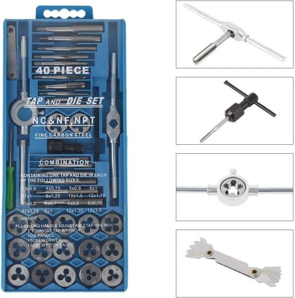 Valkyrie 40 Parça Klavuz Pafta Seti Metrik Set M3-M12 Arası 40lı Takım - 7