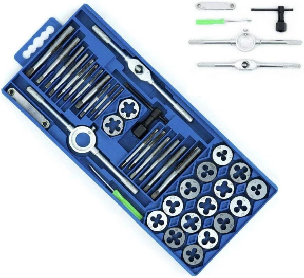 Valkyrie 40 Parça Klavuz Pafta Seti Metrik Set M3-M12 Arası 40lı Takım - 9