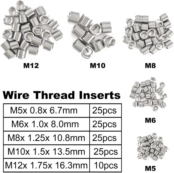 Valkyrie 131 Parça Diş Açma Helicoil Vida Tamir Onarım Seti M5-M12 Profesyonel 1. Kalite - 7