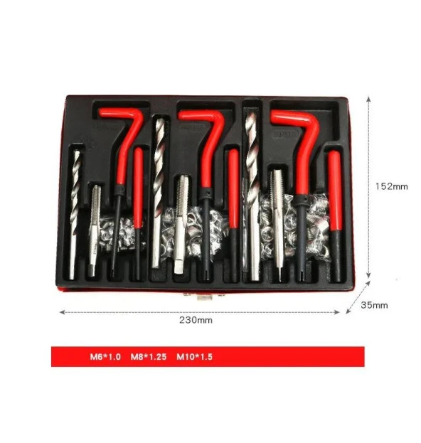 Valkyrie 88 Parça Diş Açma Helicoil Vida Tamir Onarım Seti M6 M8 M10 Profesyonel 1. Kalite - 4