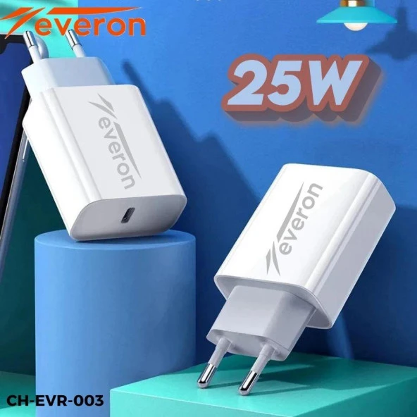 İphone ve İos Tüm Modeller Uyumlu 25W Hızlı Şarj Başlığı Type-C Girişli Everon EVR003 - 3