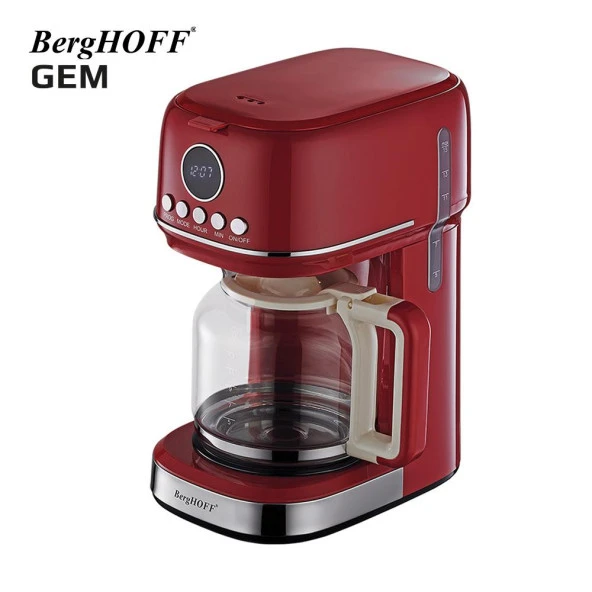 BergHOFF GEM RETRO 15 bardak Kırmızı Filtre Kahve Makinesi 7950402