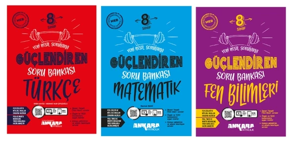 ANKARA YAYINCILIK 8. Sınıf Türkçe - Matematik ve Fen Bilimleri Güçlendiren Soru Bankaları (3 Kitap)