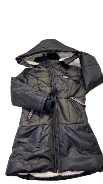 uğurböceğiçocuk 6-11 Yaş  Balon Model Kürklü Şapkalı Kız Çocuk Mont - 4