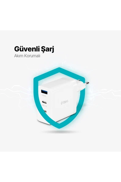 Ttec SmartCharger Trio GAN 65 W Beyaz Hızlı Şarj Adaptörü - 4