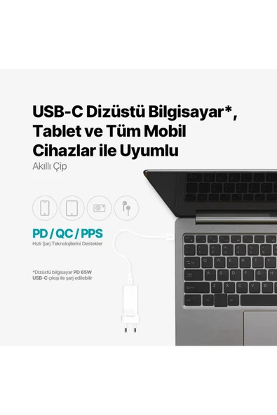 Ttec SmartCharger Trio GAN 65 W Beyaz Hızlı Şarj Adaptörü - 5