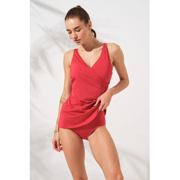 Kruvaze Formlu Tankini Takım Kırmızı - 2