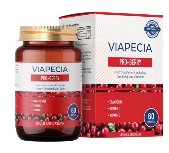 Viapecia Pro-Berry Turna Yemişi Vitamin C ve Vitamin E İçeren Takviye Edici Gıda 60 Kapsül