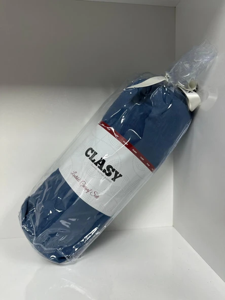 Clasy Ranforce Lastikli Çarşaf Seti Çift Kişilik Düz Lacivert - 2