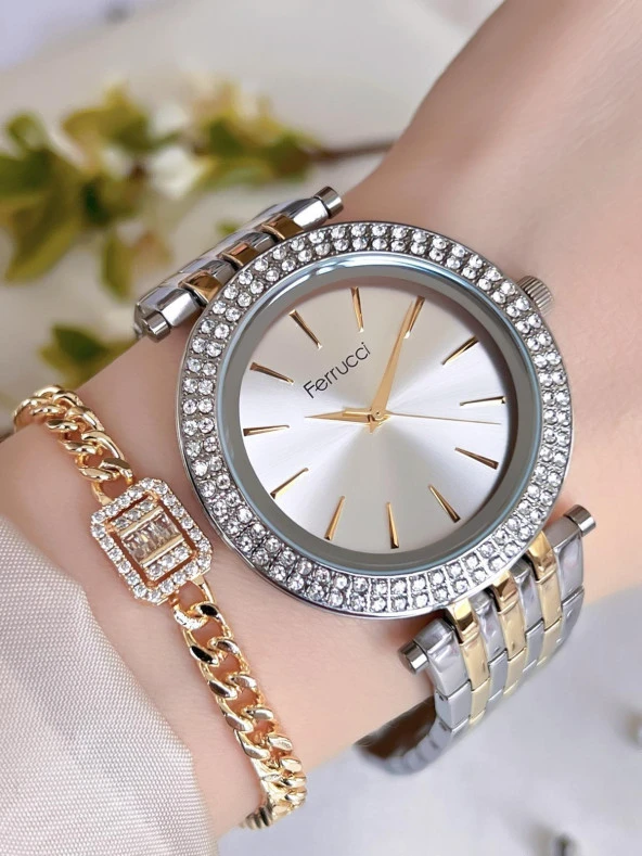 BFC.13220M.5 Ferrucci Kadın Kol Saat 30 Mt Suya Dayanıklı Çelik Kordon Kararmaz Renk Atmaz+Bileklik ürün görseli