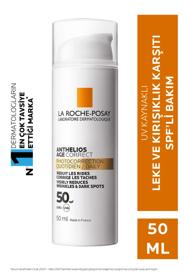 La Roche Posay Anthelios Age Correct Daily Light Cream (Spf50+) Leke ve Kırışıklık Karşıtı Bakım 50 Ml - SKT:01/2026