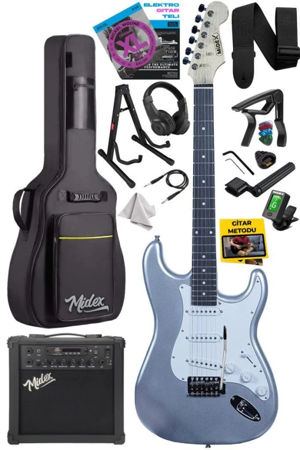 Midex RPH-30SL-25AMP Maple Klavye SSS 25W Amfili Elektro Gitar Seti