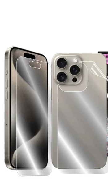 İphone 15 Uyumlu Ön+Arka Şeffaf Çizilme darbelere karşı koruyucu Nano Jelatin