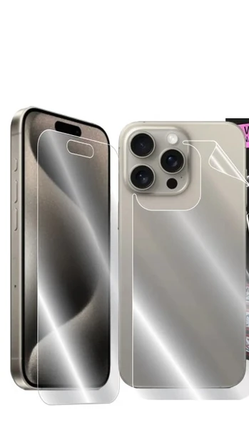 İphone 15 Plus Uyumlu Ön+Arka Şeffaf Çizilme darbelere karşı koruyucu Nano Jelatin