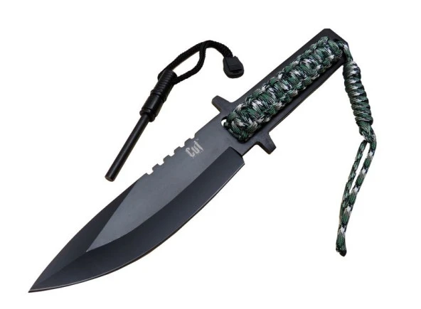 Cut Knives F19 TY0453 Magnezyum Kamp Bıçağı 27 cm - Paracord İpli Saplı, Kılıflı