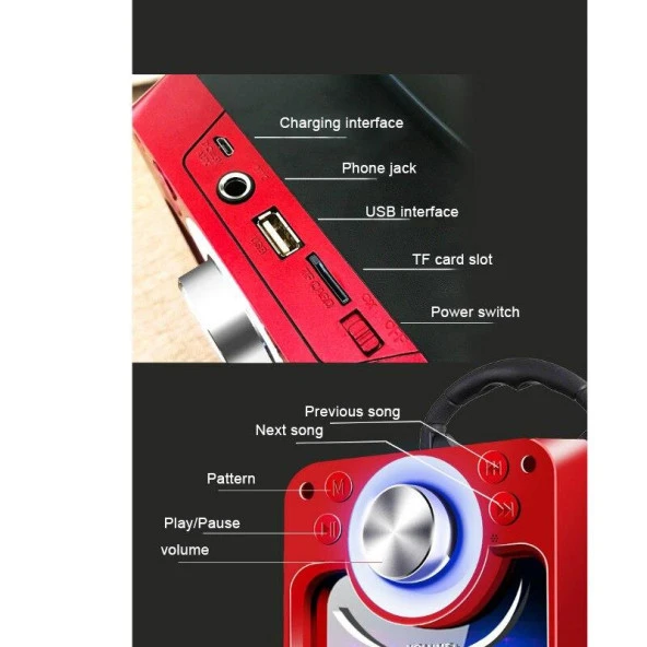 KTS-822S Ledli Kumandalı Bluetooth Hoparlör Usb-Tf-Fm Radyo Siyah - 5