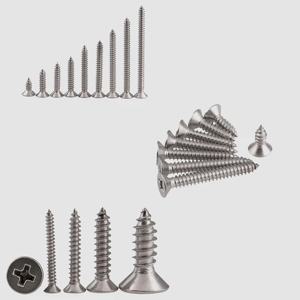 Sunta Vidası 4x25 Mm Paket 500 Adet Sivri Uçlu Ahşap Tahta Ağaç Mobilya Ayak Kulp Vidası - 5