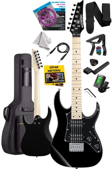 Maxword DE-150BK Maple Klavye HH Manyetik Yüksek Kaliteli Elektro Gitar Seti - Resim 2