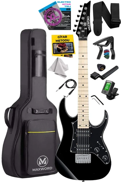 Maxword DE-150BK Maple Klavye HH Manyetik Yüksek Kaliteli Elektro Gitar Seti