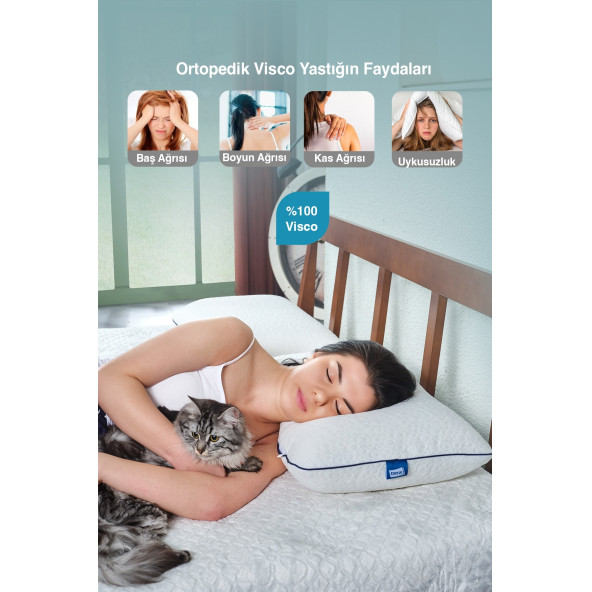 MegaLüks Boyun Fıtığı Boyun Düzleşmesi İçin Mega Boy Ortopedik Visco Yastık 59x39x15cm - 3