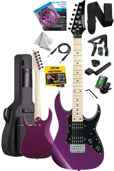 Maxword DE-150PU Maple Klavye HH Manyetik Yüksek Kaliteli Elektro Gitar Seti - Resim 2