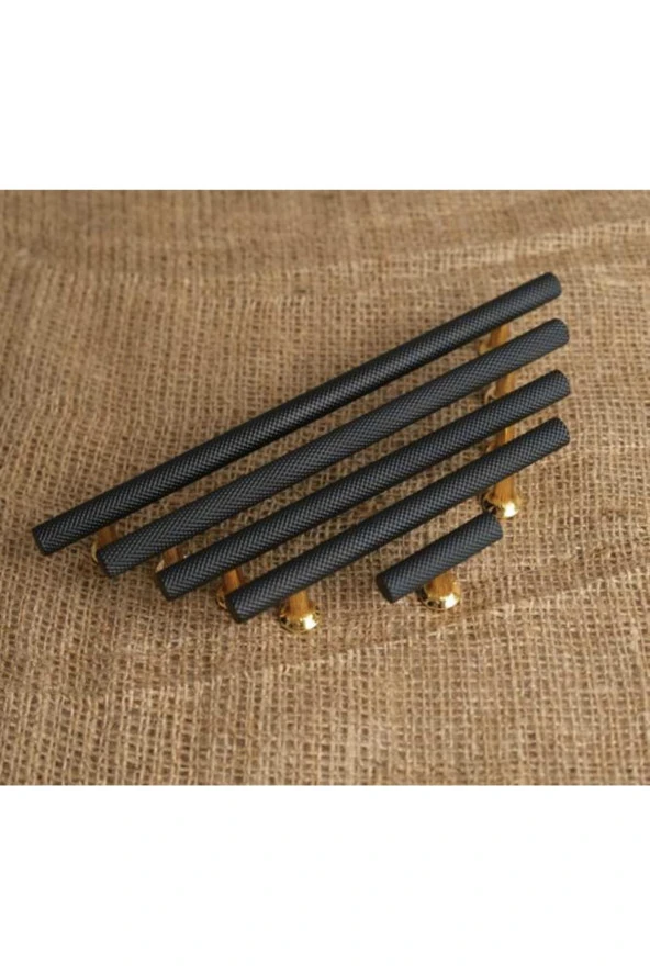 Mobilya Dolap Kulpu Mutfak Çekmece Kulpu Çizgili Dal Siyah Gold 96 mm ( 9,6 Cm ) 2 Adet - 2