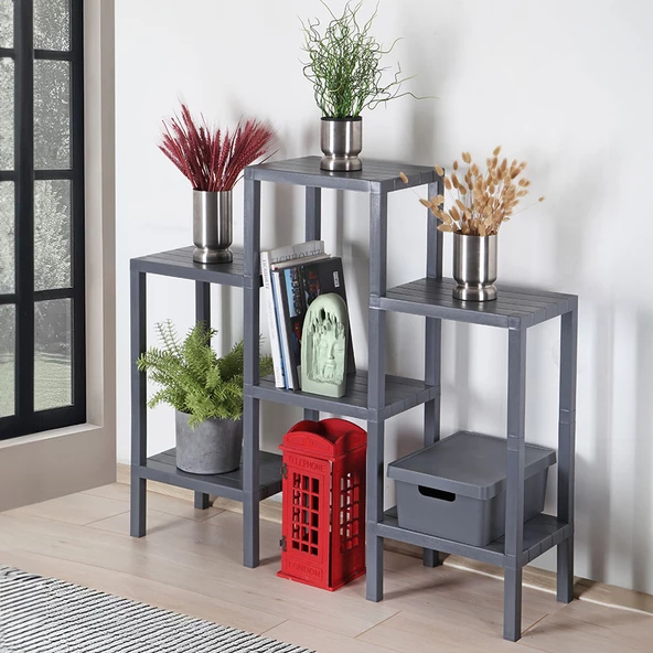 Mithra Life 6 Katlı Plastik Gri Banyo Mutfak Rafı MIT1046 - 2