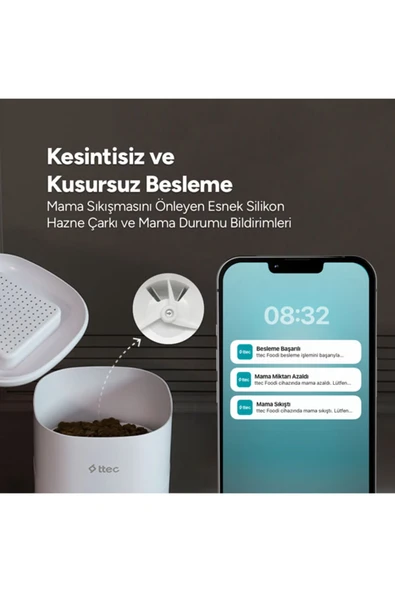 Ttec Foodi 2EHB02 Otomatik Wi-Fi Akıllı Kedi Besleyici - 5