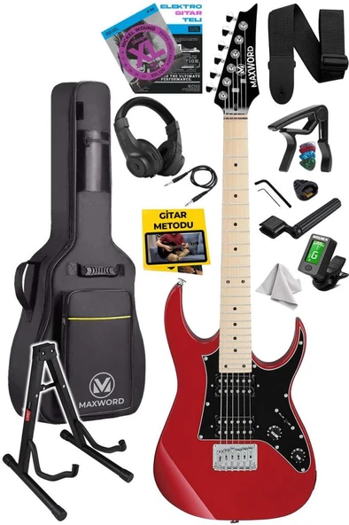 Maxword DE-150RD-ST Maple Klavye HH Manyetik Yüksek Kaliteli Elektro Gitar Seti ürün görseli 1