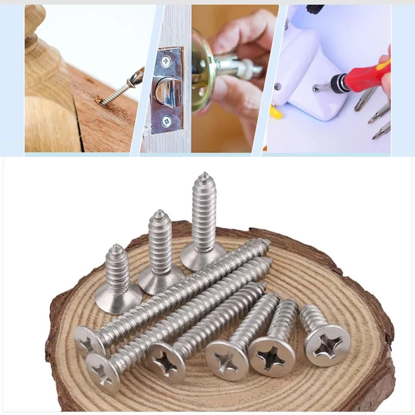 Sunta Vidası 5x40 Mm Paket 200 Adet Sivri Uçlu Ahşap Tahta Ağaç Mobilya Ayak Kulp Vidası - Resim 6