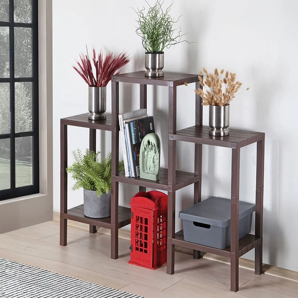 Mithra Life 6 Katlı Plastik Kahverengi Banyo Mutfak Rafı MIT1048 - 2