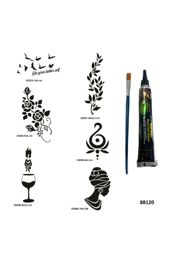 Zarif Kadınlar Hint Kınasıyla Geçici Dövme Yapma Seti ürün görseli 1