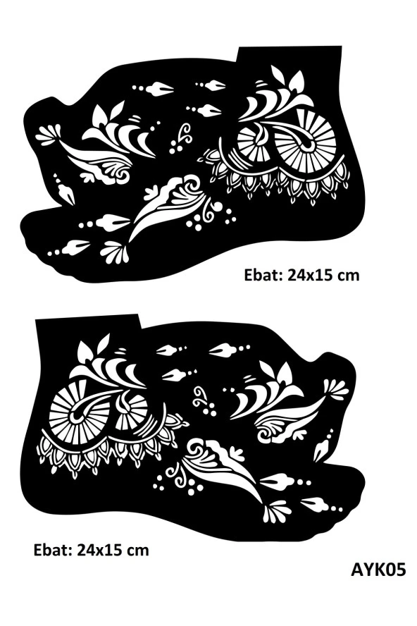 Sümbül Desenleri 2 Adet Ayak Kına Kalıbı Sadece Kalıp Kınasız ürün görseli 1