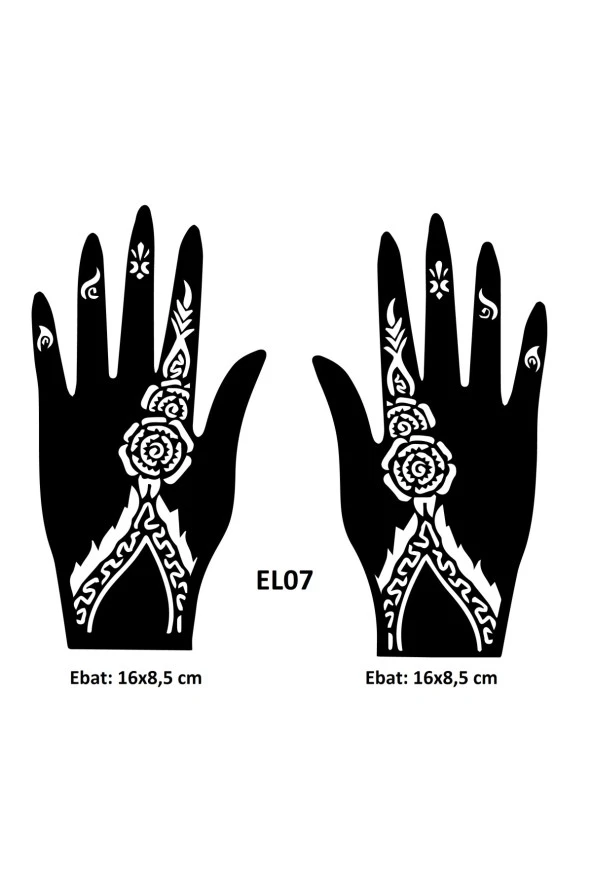 Zarif Çiçekler El Üstü 2 Adet Kına Kalıbı Kınasız Sadece Desen ürün görseli 1