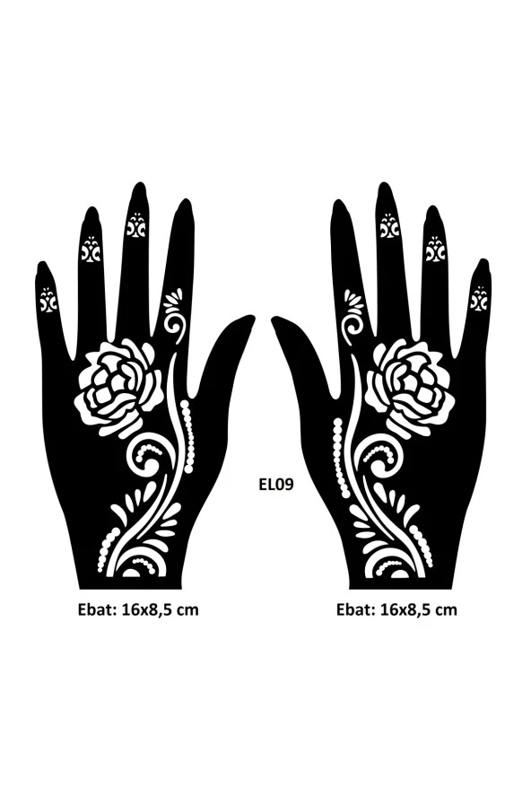 Güllü Desenler El Üstü 2 Adet Kına Kalıbı Kınasız Sadece Desen