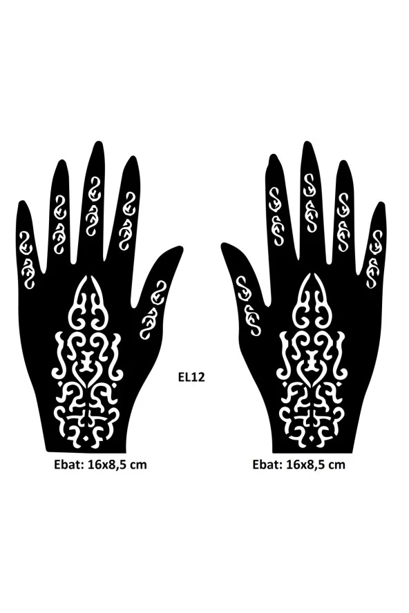 Tribal Dallar El Üstü 2 Adet Kına Kalıbı Kınasız Sadece Desen ürün görseli 1